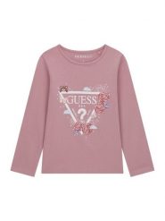 Guess Bluzka K6YI24 K3732 Różowy Regular Fit. Czerwone bluzki dla dziewczynek Guess, z aplikacjami, z bawełny, bez kołnierzyka, bez ramiączek. Za 84.99 zł.