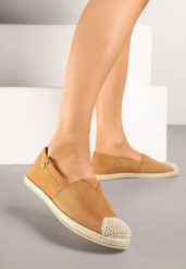 Brązowe Espadryle z Elastyczną Wstawką Zdobione Plecionką Kinellis. Brązowe espadryle damskie Renee, na lato, z aplikacjami, eleganckie, bez obcasa, bez zapięcia. Za 39.99 zł.