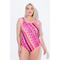 Damski Strój kąpielowy kropki bez miękkich miseczek okrągły dekolt. Czerwone kostiumy jednoczęściowe damskie Ulla Popken, plus size, bez wzorów, z elastanu, sportowe, plus size, do pływania. Za 195.99 zł.