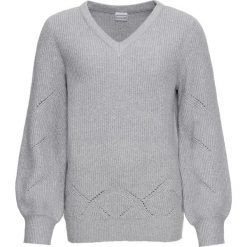 Sweter ażurowy bonprix jasnoszary melanż. Swetry damskie bonprix. Za 44.99 zł.