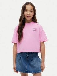 Tommy Hilfiger T-Shirt KG0KG09465 Różowy jasny Regular Fit. Czerwone t-shirty i topy dla dziewczynek Tommy Hilfiger, bez wzorów, z bawełny, bez ramiączek. Za 169.99 zł.