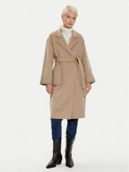 ViCOLO Płaszcz wełniany TS0032 Beżowy Regular Fit. Brązowe płaszcze damskie ViCOLO, na zimę, m, bez wzorów, z syntetyku, bez kaptura. Za 1,059.00 zł.