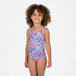 Kostium kąpielowy jednoczęściowy surfingowy dla dzieci Olaian Hanalei. Czerwone stroje kąpielowe dla dziewczynek OLAIAN, bez wzorów, z elastanu. Za 39.99 zł.