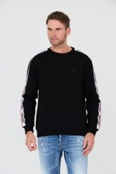 MOSCHINO Czarna męska bluza z lampasami, Rozmiar M. Czarne bluzy męskie MOSCHINO, l, bez wzorów, bez kaptura. W wyprzedaży za 570.99 zł.