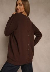 Brązowy Sweter z Kaszmirem Ozdobiony Kieszeniami Saniswena. Brązowe swetry damskie Renee, uniwersalny, bez wzorów, z kaszmiru, casualowe, bez kołnierzyka, bez ramiączek, długie, bez kaptura. Za 99.99 zł.