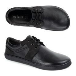 Olivier Barefoot Męskie buty skórzane sznurowane minimalistyczne 115KZ czarne. Czarne półbuty na co dzień męskie ze skóry, klasyczne, bez zapięcia. Za 392.97 zł.