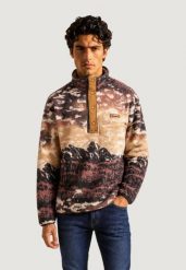 Męska bluza polarowa z nadrukiem i zapięciem na zatrzaski Columbia Helvetia™ II. Brązowe bluzy męskie Columbia, l, bez wzorów, z materiału, bez kaptura. Za 449.00 zł.