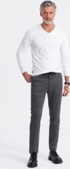 Ombre Longsleeve męski bez nadruku z dekoltem w serek - biały V3 OM-LSBL-0108 M. Białe bluzki z długim rękawem męskie Ombre, m, bez wzorów, bez kołnierzyka. Za 69.99 zł.