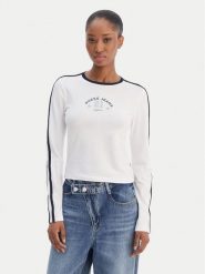 Guess Jeans Bluzka W6RI17 J1314 Biały Regular Fit. Białe bluzki damskie Guess Jeans, xl, z aplikacjami, z bawełny, bez kołnierzyka, bez ramiączek. Za 169.99 zł.