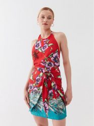 Guess Sukienka letnia W3YK52 WF1T2 Czerwony Slim Fit. Czerwone sukienki damskie Guess, na lato, s, z aplikacjami, z syntetyku, bez kołnierzyka, bez ramiączek. Za 889.99 zł.