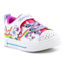 Buty Skechers S-Lights Girls Twinkle Sparks Jumpin Clouds 314809N-WMLT białe. Białe buty sportowe dziewczęce bez wzorów, bez zapięcia, trekkingowe. Za 287.72 zł.