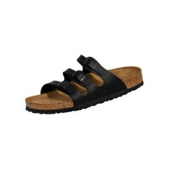 Klapki damskie Birkenstock Florida Birkoflor. Czarne sandały damskie Birkenstock, bez wzorów, z materiału, bez obcasa, bez zapięcia. Za 662.00 zł.