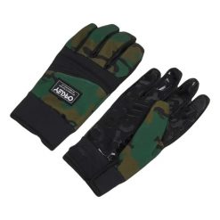 Rękawice Zimowe Unisex Oakley Printed Park B1B Gloves. Zielone rękawiczki męskie Oakley, na zimę, bez wzorów, sportowe. Za 194.99 zł.