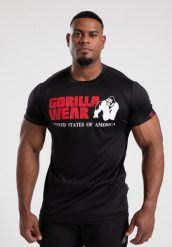 Koszulka fitness męska Gorilla Wear Classic Training. Czarne koszulki sportowe męskie GORILLA WEAR, m, bez wzorów, z poliesteru, bez kołnierzyka, bez ramiączek, na fitness i siłownię. Za 178.00 zł.
