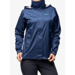 Kurtka przeciwdeszczowa damska Marmot PreCip Eco Jacket. Niebieskie kurtki sportowe damskie Marmot, xs, bez wzorów, bez kaptura, trekkingowe. Za 419.99 zł.