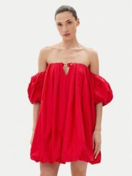 PINKO Sukienka letnia 105211 A2LD Czerwony Regular Fit. Czerwone sukienki damskie Pinko, na lato, l, bez wzorów, z bawełny, bez kołnierzyka, bez ramiączek. Za 669.99 zł.