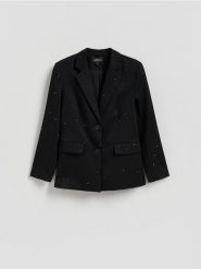 Marynarka ze strasem - czarny. Czarne żakiety damskie Reserved, l, bez wzorów, z tkaniny. Za 329.99 zł.