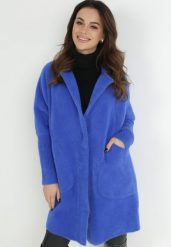 Granatowy Płaszcz z Bawełną Oversize Klepheia. Niebieskie płaszcze damskie Born2be, bez wzorów, z bawełny, bez kaptura. Za 169.99 zł.