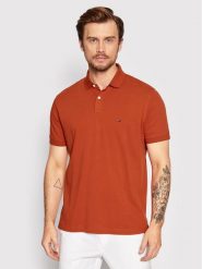 Tommy Hilfiger Polo 1985 MW0MW17770 Pomarańczowy Regular Fit. Brązowe koszulki polo męskie Tommy Hilfiger, m, bez wzorów, z bawełny, bez ramiączek. Za 199.99 zł.