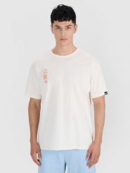 4F T-shirt oversize z nadrukiem męski - biały L. Białe koszulki sportowe męskie 4f, l, bez wzorów, z bawełny, eleganckie, bez kołnierzyka. W wyprzedaży za 59.99 zł.