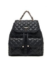 Guess Plecak Giully II HWQG96 73330 Czarny. Czarne plecaki damskie Guess, z aplikacjami, ze skóry. Za 439.99 zł.
