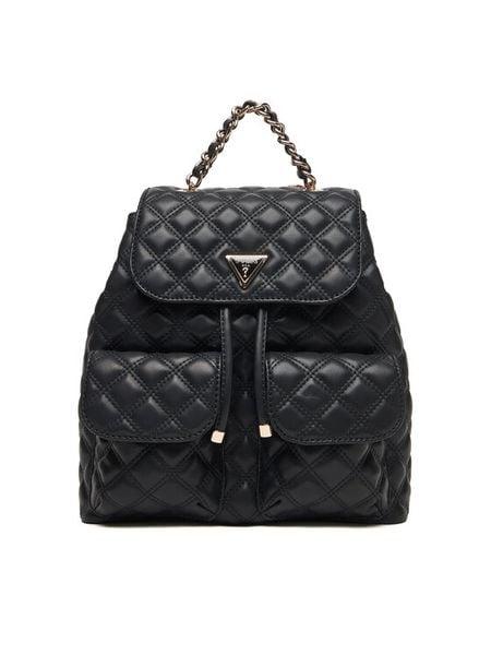 Guess Plecak Giully II HWQG96 73330 Czarny. Czarne plecaki damskie Guess, z aplikacjami, ze skóry. Za 439.99 zł.