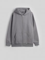 4F Bluza dresowa regular z kapturem damska - szara L. Szare bluzy damskie 4f, l, bez wzorów, z dresówki, bez kołnierzyka, bez ramiączek, z kapturem. Za 179.99 zł.