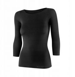 LS1628W Koszulka damska z rękawem 3/4 COMFORT MERINO czarny M. Czarne t-shirty damskie Brubeck, m, bez wzorów, bez kołnierzyka. Za 247.33 zł.