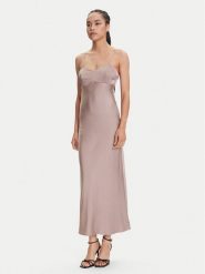 Guess Sukienka wieczorowa W5YK35 WHEZ2 Beżowy Slim Fit. Brązowe sukienki damskie Guess, s, z aplikacjami, z wiskozy, wizytowe, bez kołnierzyka, bez ramiączek. Za 389.99 zł.