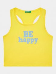 United Colors Of Benetton Top 3096CH013 Żółty Regular Fit. Żółte t-shirty i topy dla dziewczynek United Colors Of Benetton, bez wzorów, z bawełny, bez ramiączek. Za 49.99 zł.