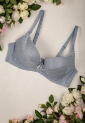Jasnoniebieski Biustonosz z Koronkowymi Wstawkami i Efektem Push Up Sellish. Niebieskie biustonosze Renee, bez wzorów, z koronki. Za 39.99 zł.