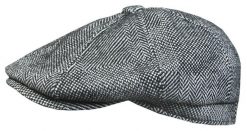 Kaszkiet Jesienno-Zimowy, Szary w Jodełkę Wełniany z Gumką, Krój Peaky Blinders -JAREK. Szare czapki i kapelusze męskie Jarek, na jesień, bez wzorów, z materiału. Za 155.00 zł.