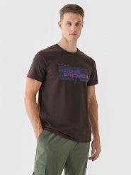 4F T-shirt regular z nadrukiem męski - brązowy XXL. Brązowe koszulki sportowe męskie 4f, m, bez wzorów, z bawełny, klasyczne, bez kołnierzyka. Za 29.99 zł.