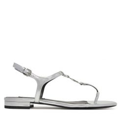 Sandały KARL LAGERFELD. Szare sandały damskie KARL LAGERFELD, bez wzorów, bez obcasa, na płaskiej podeszwie, bez zapięcia. Za 379.99 zł.
