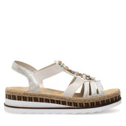 Sandały Rieker. Szare klapki damskie Rieker, bez wzorów, bez obcasa, na płaskiej podeszwie, bez zapięcia. Za 329.99 zł.