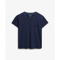 Damska koszulka w paski Superdry Essential Logo. Niebieskie t-shirty damskie Superdry., xs, bez wzorów, eleganckie, bez kołnierzyka. Za 149.35 zł.
