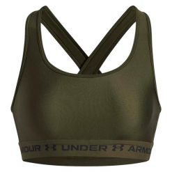 Top Under Armour Biustonosz Crossback Mid Damskie. Zielone koszulki sportowe damskie Under Armour, s, bez wzorów, z elastanu, bez kołnierzyka, bez ramiączek, do biegania. Za 157.30 zł.