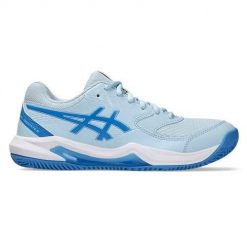 Buty do tenisa damskie Asics Gel Dedicate 8. Niebieskie obuwie sportowe damskie Asics, bez wzorów, z materiału, tenisowe. Za 489.99 zł.