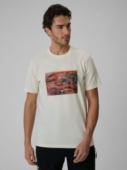 4F T-shirt regular z nadrukiem męski - biały L. Białe t-shirty męskie 4f, l, bez wzorów, z materiału, sportowe, bez kołnierzyka. Za 59.99 zł.