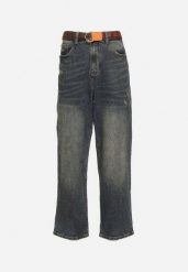 Niebieskie Bawełniane Jeansy Szerokie z Paskiem Lerisama. Niebieskie jeansy męskie Born2be, eleganckie. Za 129.99 zł.