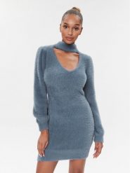 Guess Sukienka dzianinowa W3BK0Z Z3BS0 Granatowy Slim Fit. Niebieskie sukienki damskie Guess, s, z aplikacjami, z dzianiny, bez kołnierzyka, bez ramiączek. Za 429.99 zł.