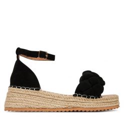 Espadryle DeeZee. Czarne sandały damskie DeeZee, bez wzorów, bez obcasa, bez zapięcia. Za 139.99 zł.