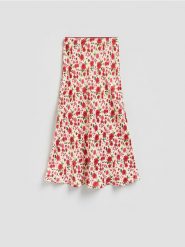 Spódnica midi w kwiaty - wielobarwny. Spódnice damskie Reserved, l, bez wzorów, z wiskozy, midi, rozkloszowane. Za 159.99 zł.
