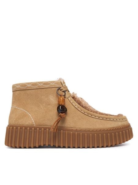 Clarks Trzewiki Torhill Moss 26329429 Beżowy jasny. Brązowe botki damskie Clarks, bez obcasa, na płaskiej podeszwie, bez zapięcia. Za 519.99 zł.