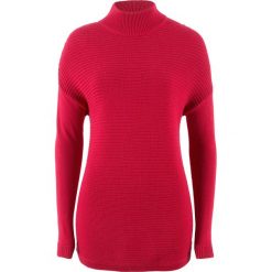 Sweter ze stójką bonprix czerwony. Swetry damskie marki bonprix. Za 32.99 zł.