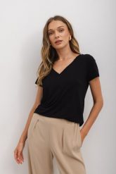 T-SHIRT KLARA MODAL CZARNY L - Flawless. Czarne t-shirty damskie Flawless, l, bez wzorów, z elastanu, klasyczne, bez kołnierzyka. Za 219.00 zł.