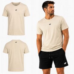 KOSZULKA MĘSKA 4F T-SHIRT KOLEKCJA LIMITOWANA NOWA JAKOŚĆ L M3947 SS26. Brązowe koszulki sportowe męskie 4f, l, bez wzorów, z bawełny, bez kołnierzyka, bez ramiączek, na fitness i siłownię. Za 181.98 zł.