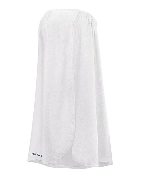 Tunika - pareo do sauny AQUA SPEED kol. 05. Białe tuniki damskie Aqua-Speed, uniwersalny, bez wzorów, z bawełny, eleganckie, bez kołnierzyka, bez ramiączek. Za 68.90 zł.