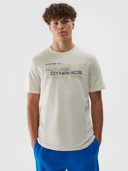 4F T-shirt regular z nadrukiem męski - biały XXL. Białe koszulki sportowe męskie 4f, m, bez wzorów, z bawełny, klasyczne, bez kołnierzyka. W wyprzedaży za 29.99 zł.