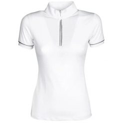 Damska koszulka polo na zawody Harry's Horse Blackpool. Białe koszulki sportowe damskie HARRYS HORSE, s, bez wzorów, bez kołnierzyka, bez ramiączek, do jazdy konnej. Za 223.50 zł.